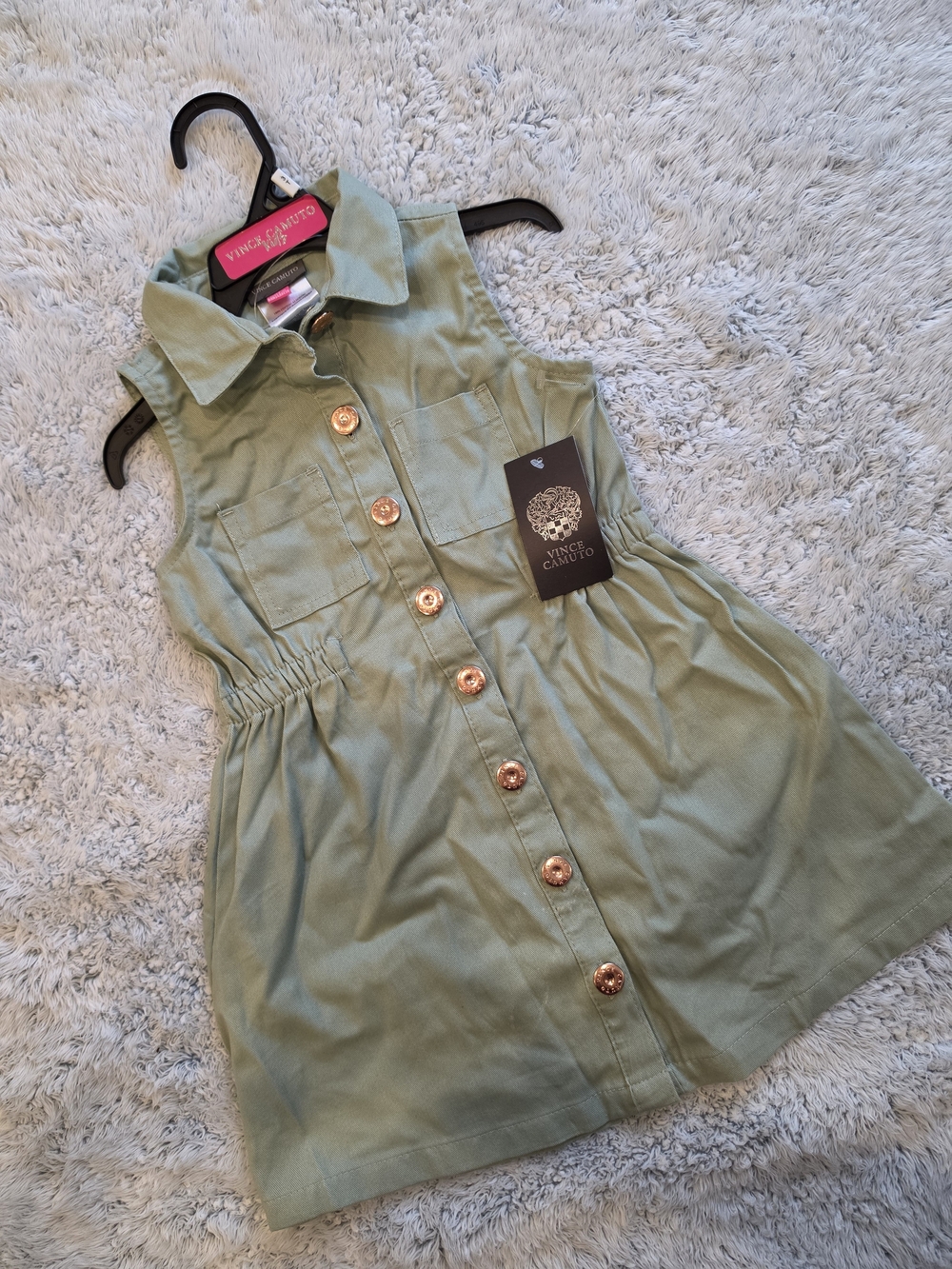 Vince Camuto Girls' Sage Green Button-Front Dress